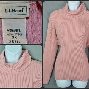 L.L. Bean Light Pink Ribbed Turtleneck Sweater 2X
